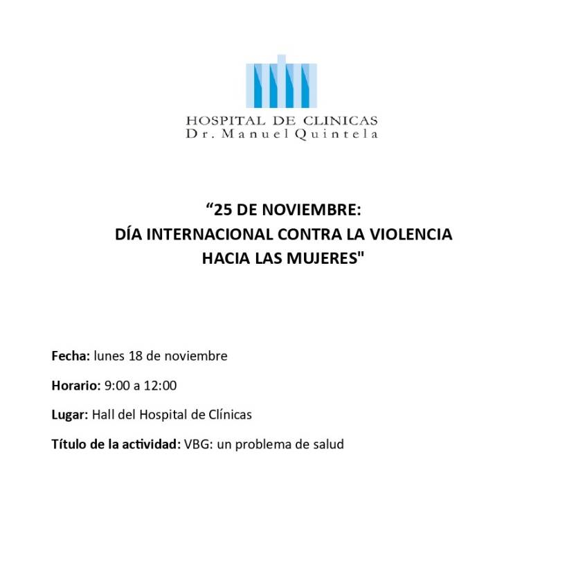 Lunes 25 de noviembre, Violencia Basado en Género: un problema de Salud