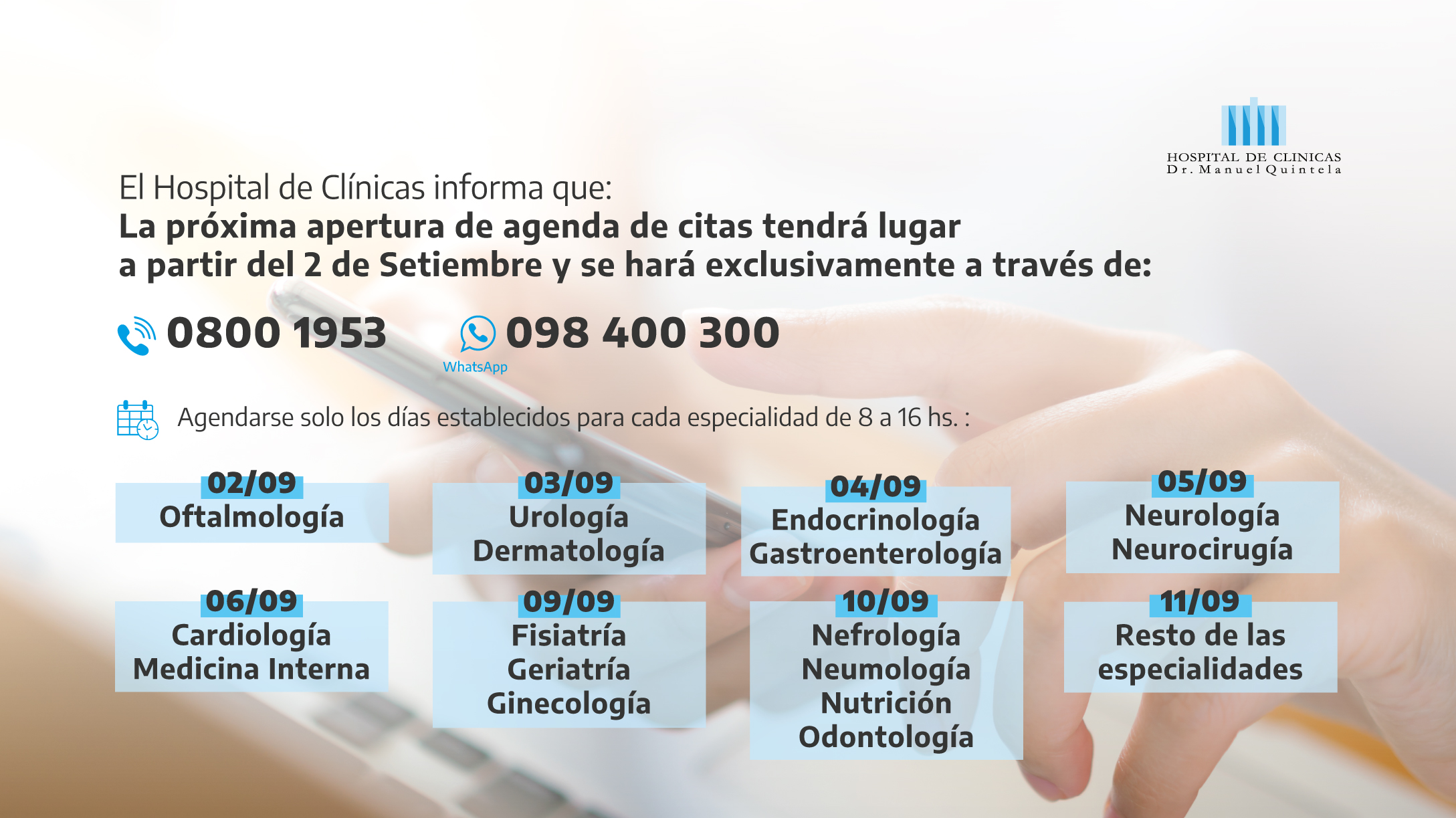 Apertura de agenda de citas