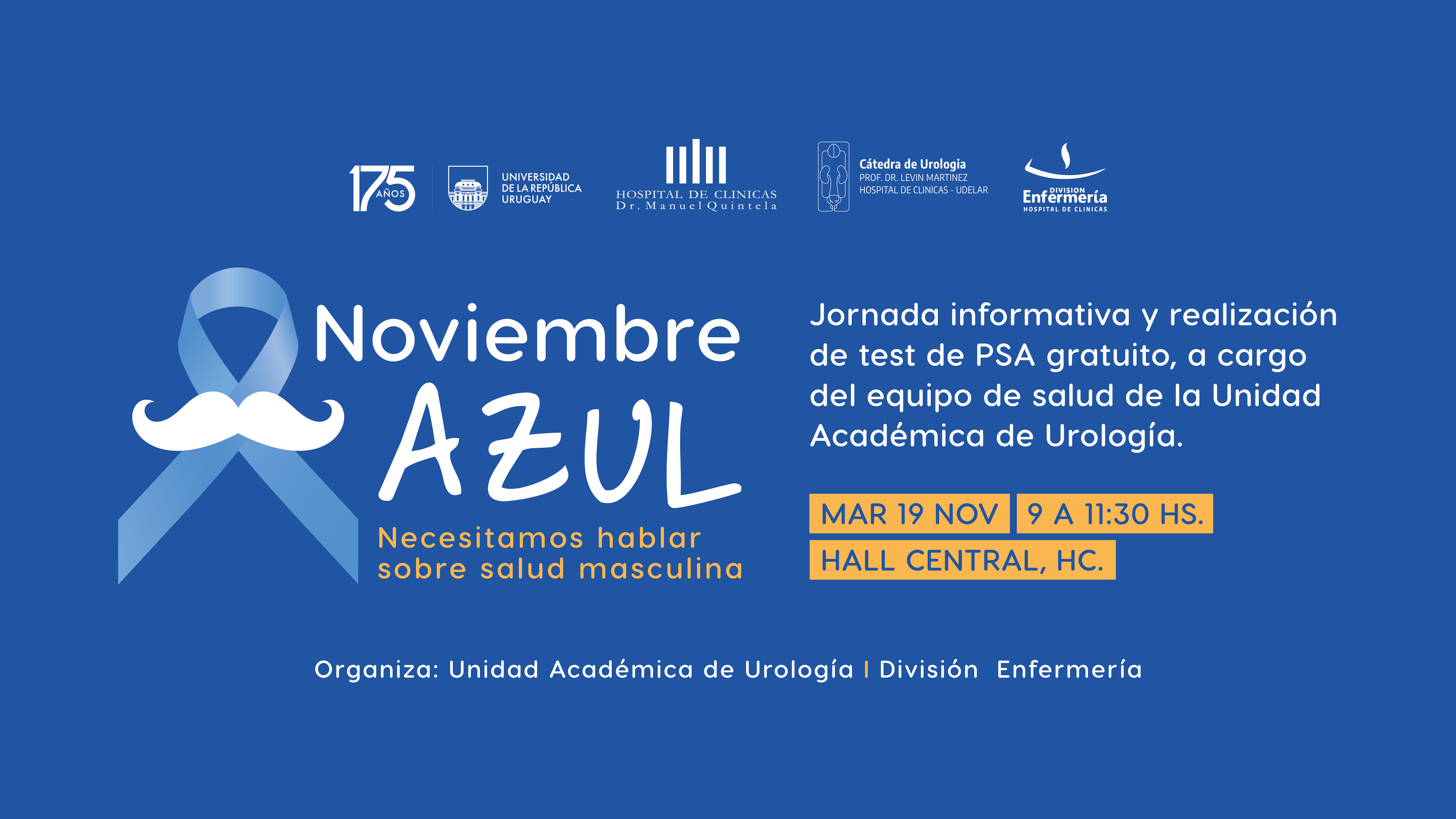 Martes 19 de noviembre: Jornada informativa a cargo del equipo de salud de la Unidad Académica de Urología