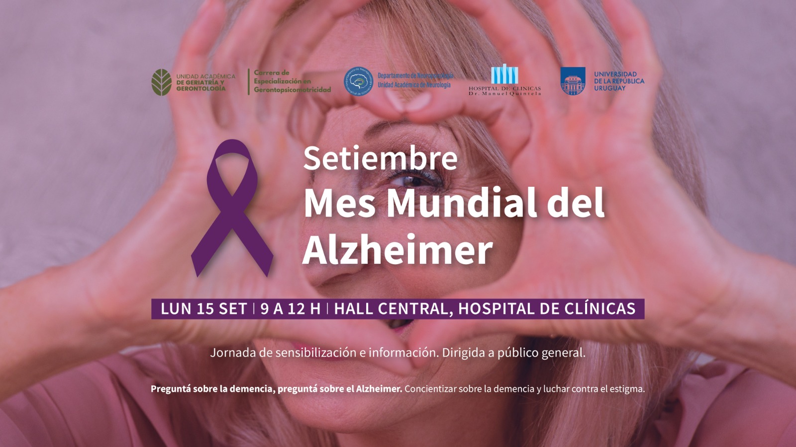 El 15 de setiembre se realizará una Jornada de sensibilización e información en el marco del Mes Mundial del Alzheimer 