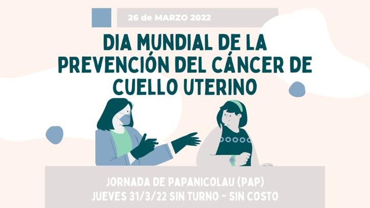 Marzo: mes de concientización de cáncer de cuello de útero. Jornada de PAP sin costo.